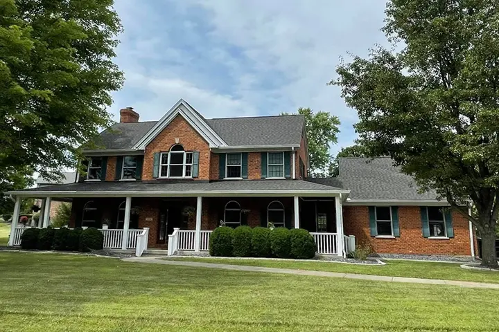 New gray shingles on roof
